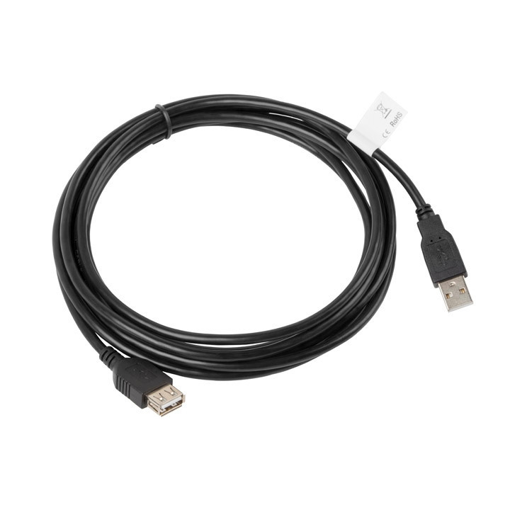 Кабел Lanberg extension cable USB 2.0 AM-AF 2.0, 3m, black