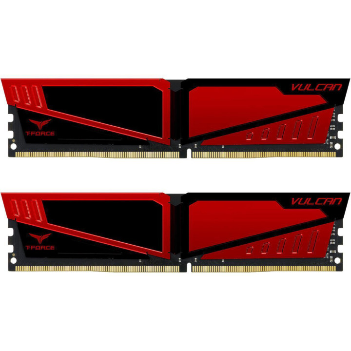 RAM Памет Team Group T-Force Vulcan 16GB (2 x 8GB) 2666 MHz DDR4, червена, TLRED416G2666HC15BDC01