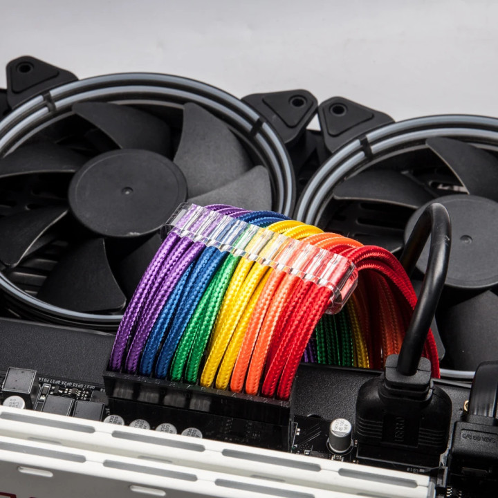 Комплект удължителни кабели  1stPlayer Custom Modding Cable Kit Rainbow - ATX24P, EPS, PCI-e - RB-001