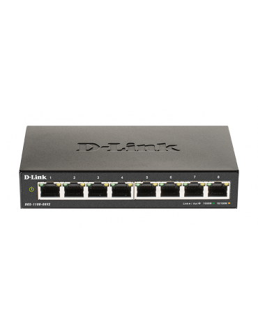 Суич D-Link DGS-1100-08V2, 8 портов 10/100/1000 Gigabit Smart Switch, управляем,