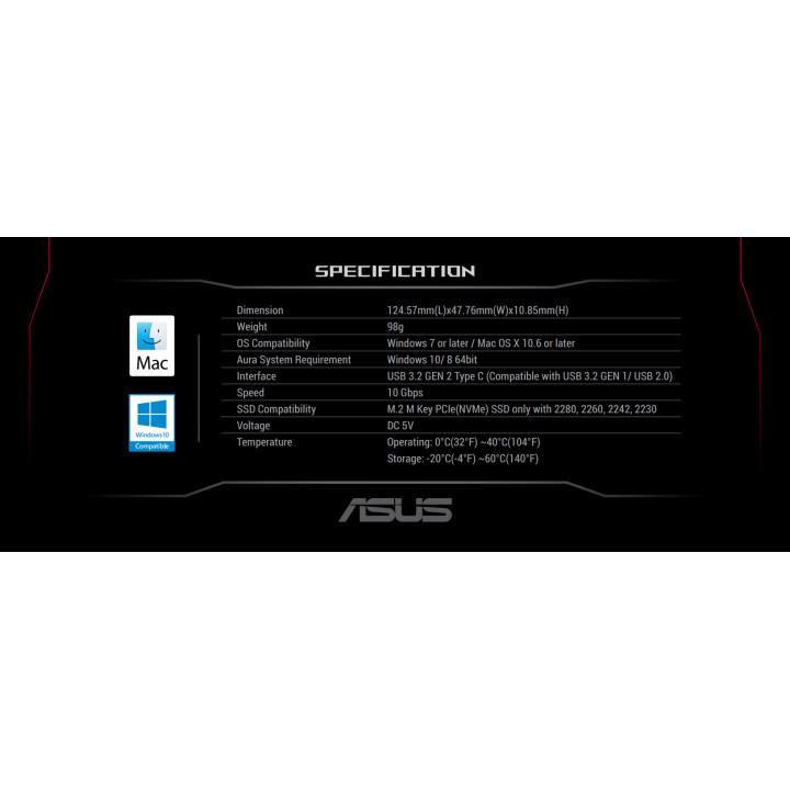 Asus ROG Strix Arion Lite, чекмедже за SSD