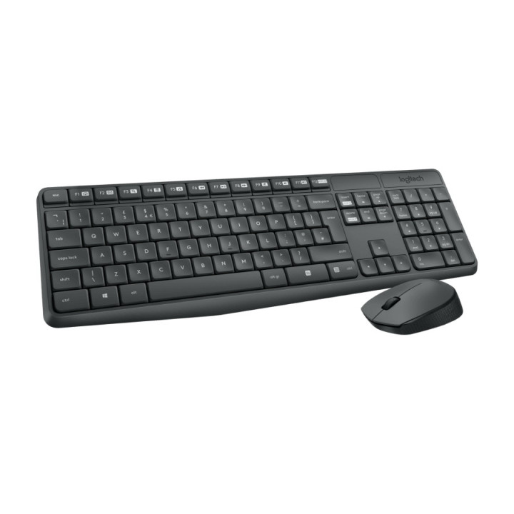 Безжичен комплект клавиатура и мишка Logitech MK235, сив, US INTL - 920-007931