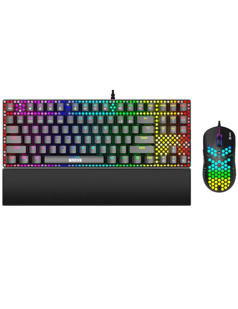 Геймърски комплект - механична клавиатура с мишка Marvo Gaming COMBO 2-in-1 CM373, Blue Switches TKL - MARVO-CM373