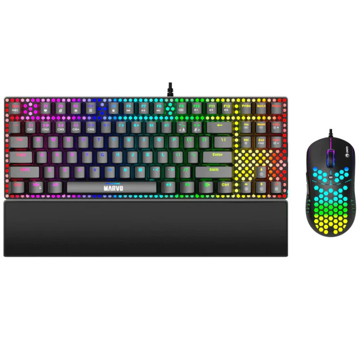 Геймърски комплект - механична клавиатура с мишка Marvo Gaming COMBO 2-in-1 CM373, Blue Switches TKL - MARVO-CM373