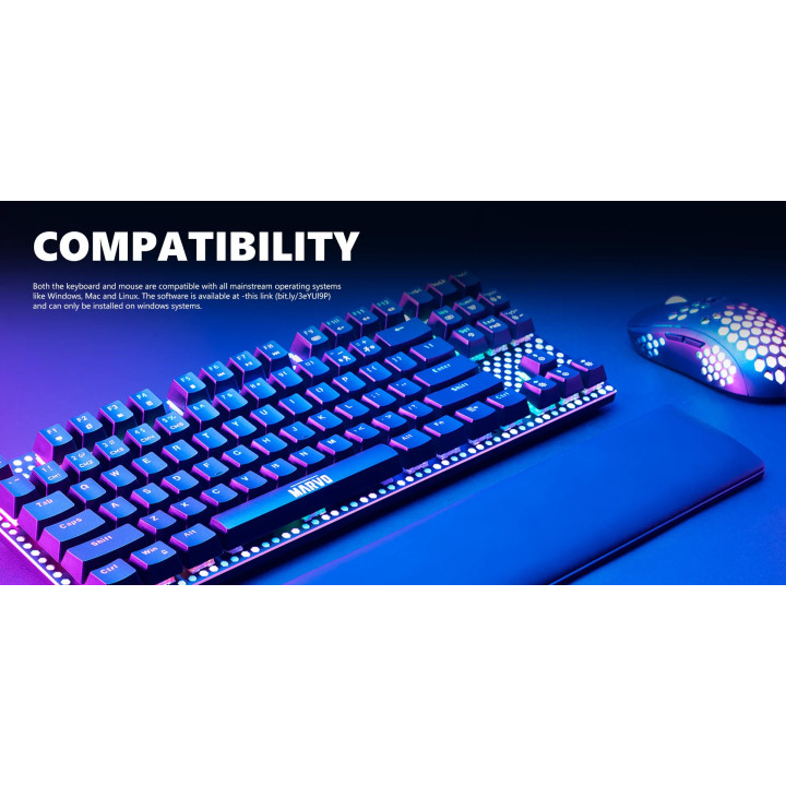 Геймърски комплект - механична клавиатура с мишка Marvo Gaming COMBO 2-in-1 CM373, Blue Switches TKL - MARVO-CM373