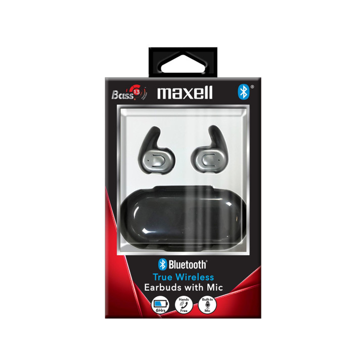 Bluetooth тапи Maxell Bass 13, черен - ML-AH-B13-TWB