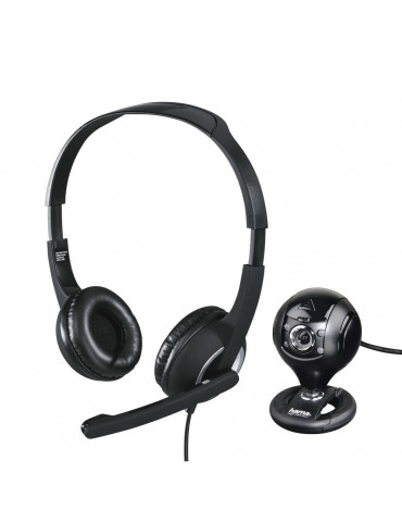 Комплект за стрийминг HAMA 139998 слушалки HS-P150 с камера Spy Protect 720P, черен - HAMA-139998