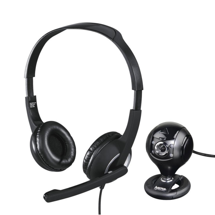 Комплект за стрийминг HAMA 139998 слушалки HS-P150 с камера Spy Protect 720P, черен - HAMA-139998