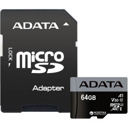 Карта памет 64GB Adata SDXCM A UHS-I U3 V30 - AUSDX64GUI3V30SA2-RA1