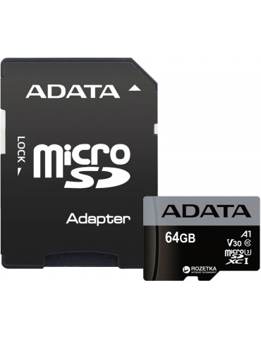 Карта памет 64GB Adata SDXCM A UHS-I U3 V30 - AUSDX64GUI3V30SA2-RA1