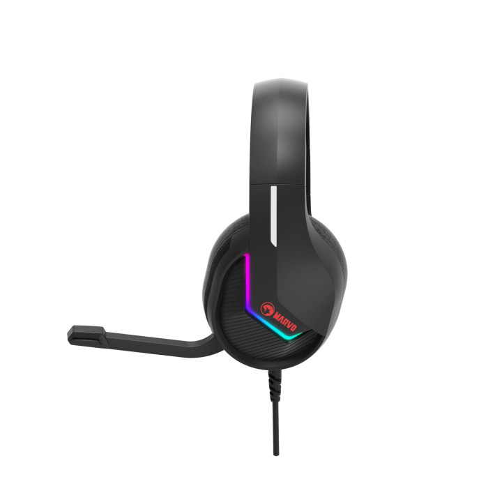 Геймърски слушалки Marvo H8618 Black, 50mm, USB, RGB - MARVO-H8618-BK