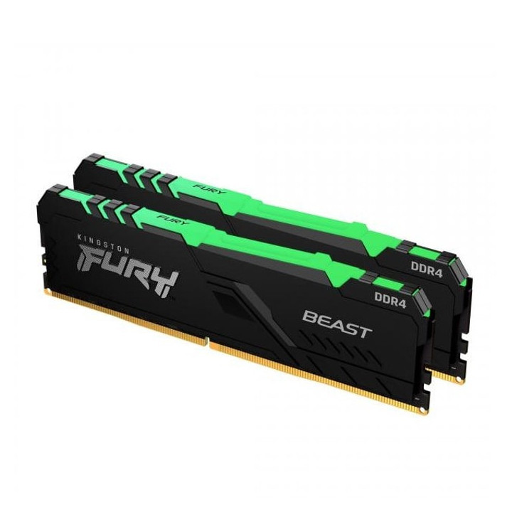 RAM памет Kingston 16GB(2x8GB) 3200MHz FURY Beast Black RGB - KF432C16BBAK2/16