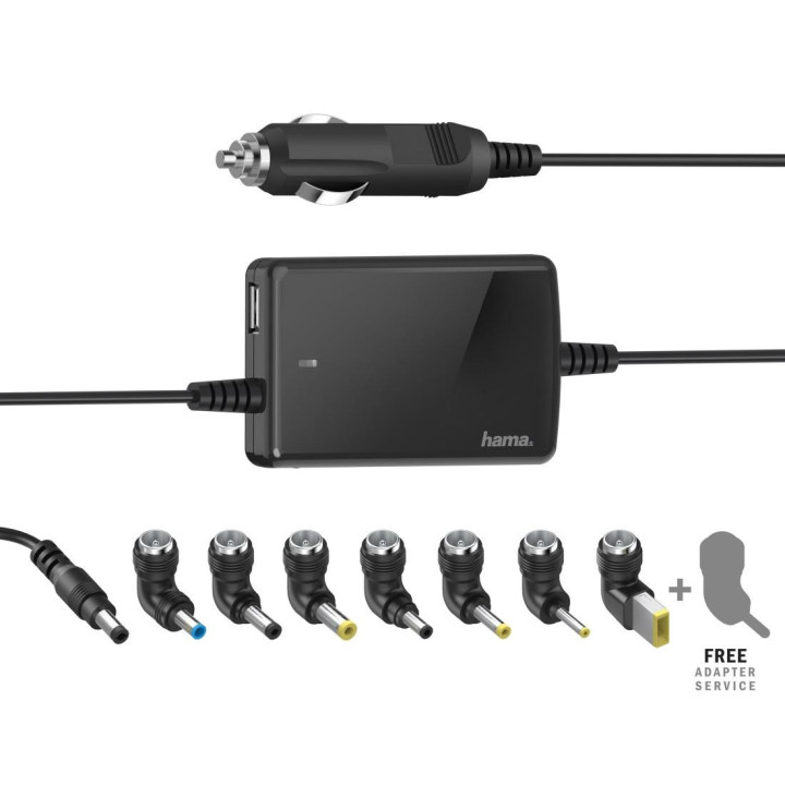 Универсално захранване за лаптоп HAMA, за автомобил, вх.12-15V, изх.15-19V/70W - HAMA-200008