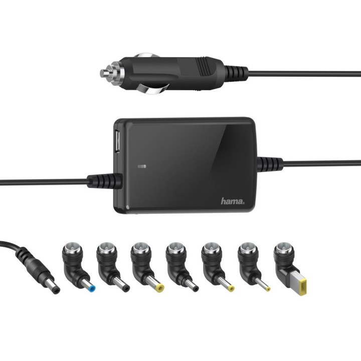 Универсално захранване за лаптоп HAMA, за автомобил, вх.12-15V, изх.15-19V/70W - HAMA-200008