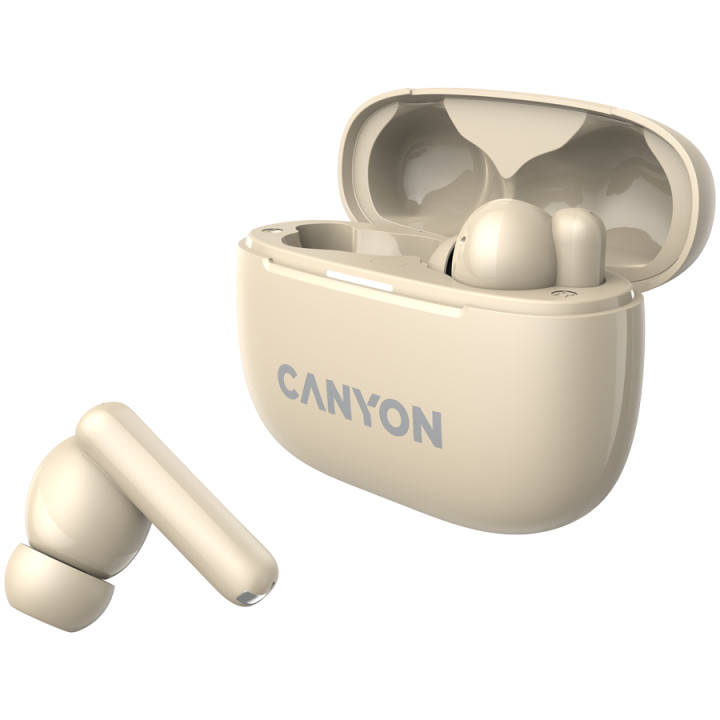 Bluetooth слушалки Canyon OnGo TWS-10 ANC ENC, Beige - CNS-TWS10BG