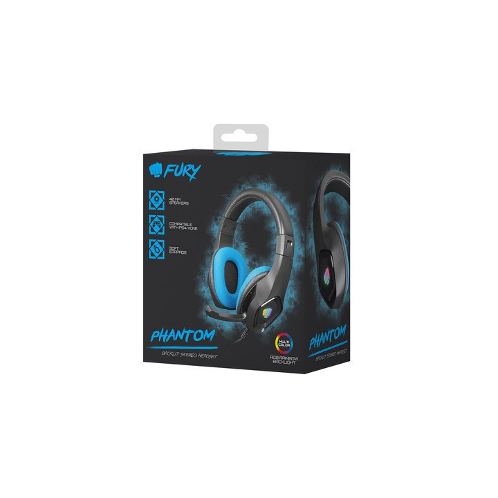 Геймърски слушалки Fury Phantom Black-Blue - NFU-1679