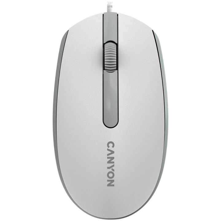 Мишка Canyon M-10, с плавен плъзгащ ефект, White grey - CNE-CMS10WG