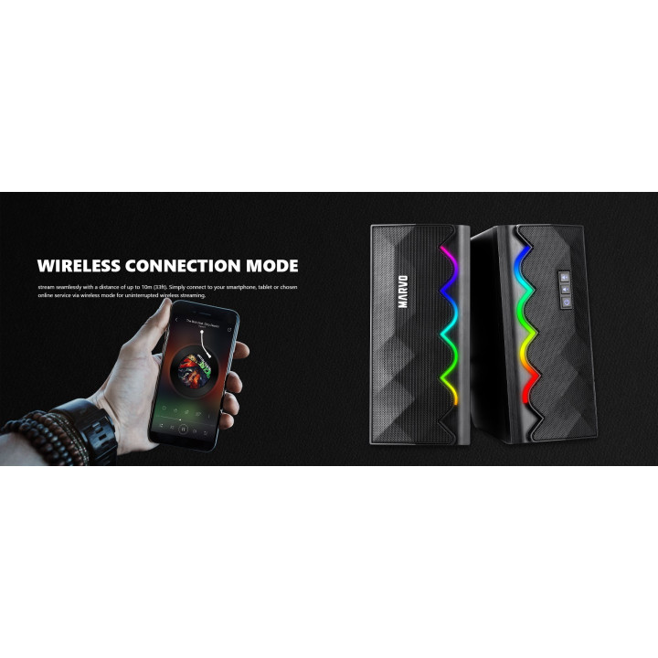 Геймърски колони Marvo 2.0 6W Bluetooth RGB - MARVO-SG-269
