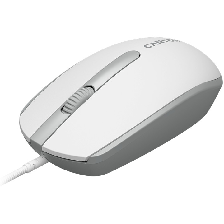 Мишка Canyon M-10, с плавен плъзгащ ефект, White grey - CNE-CMS10WG