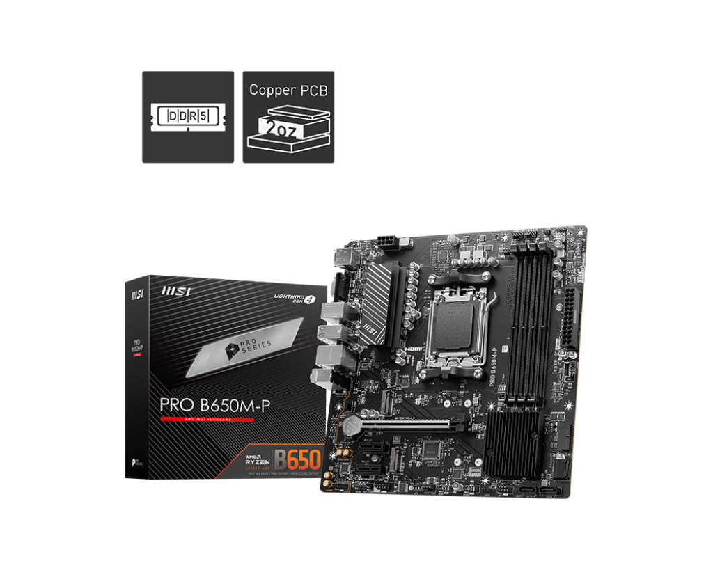 Дънна платка MSI PRO B650M-P, AM5 - 911-7E27-001