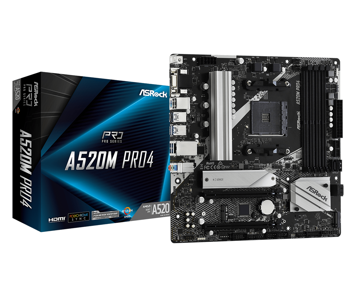 Дънна платка AsRock A520M PRO4