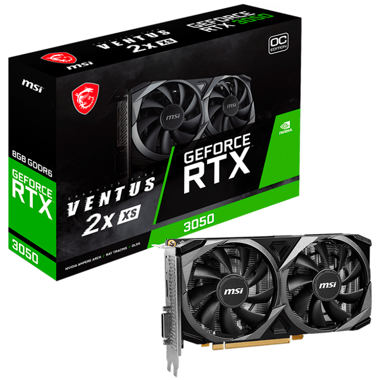 Видео карта MSI Nvidia GeForce RTX 3050 VENTUS 2X XS 8G OC, 8GB GDDR6, 128bit
