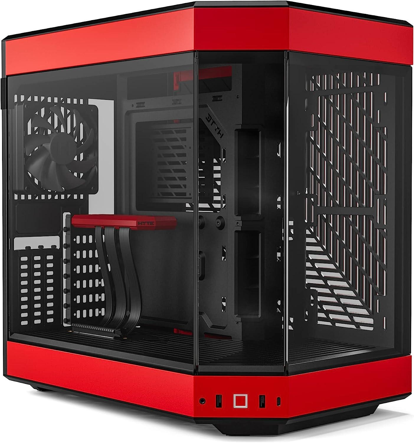 Кутия за компютър HYTE Y60 Tempered Glass, Mid-Tower, Черен и Червен