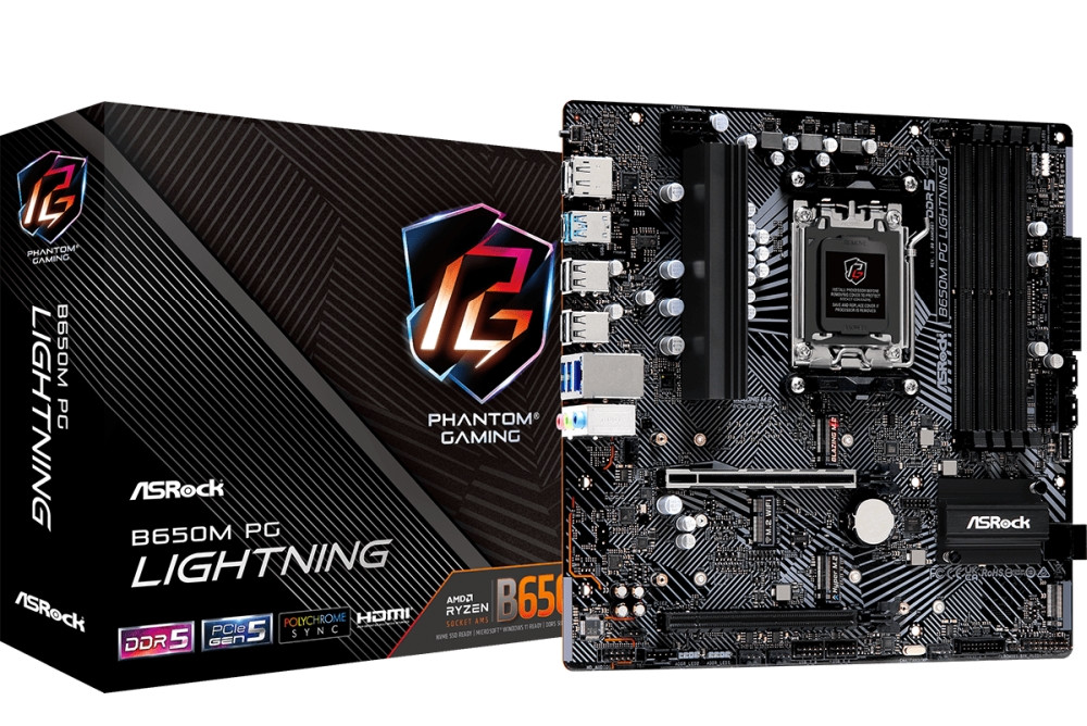 Дънна платка AsRock B650M Phantom Gaming Lightning, AM5, DDR5 - 90-MXBMV0-A0UAYZ