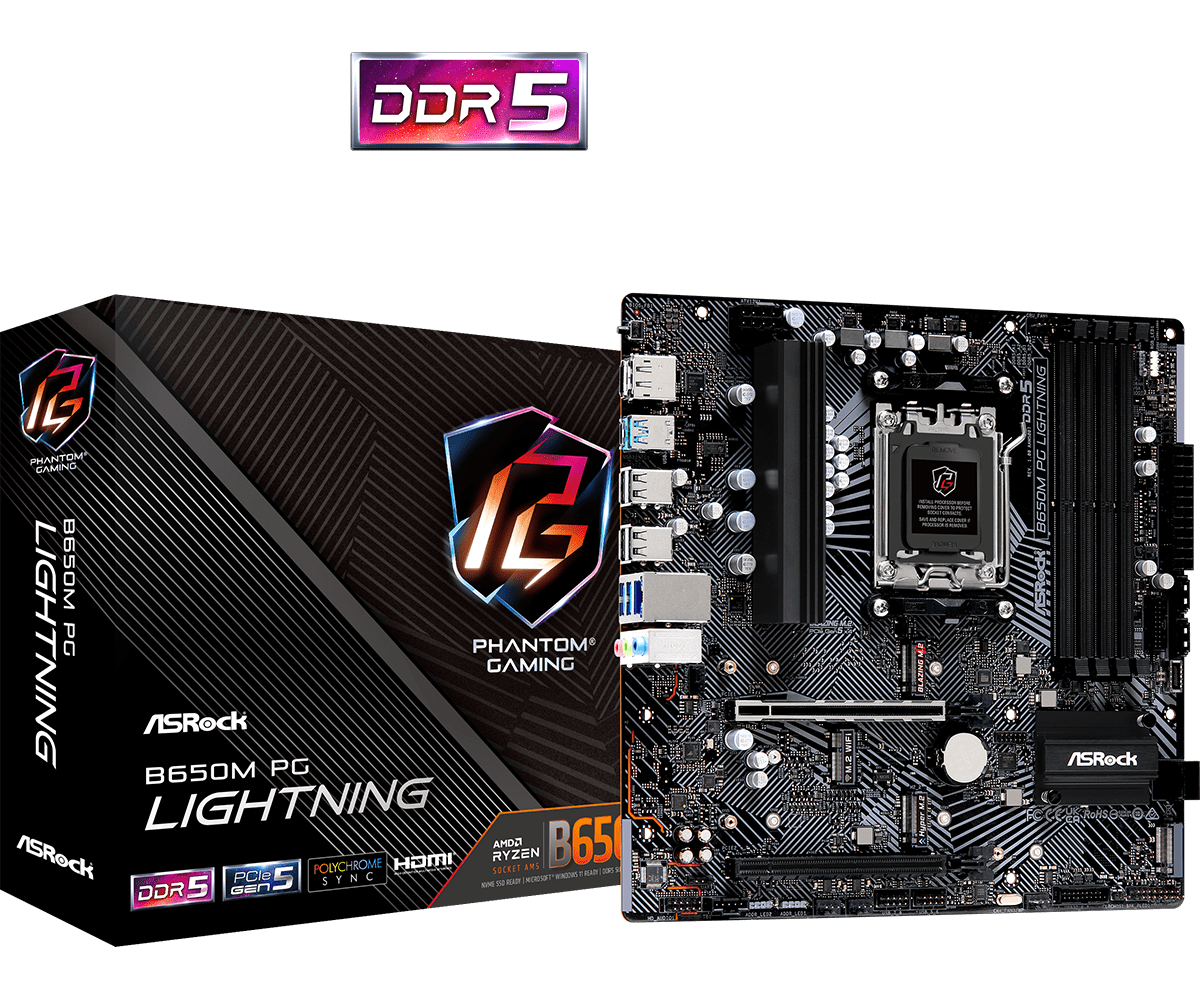 Дънна платка AsRock B650M Phantom Gaming LIGHTING, AM5, DDR5