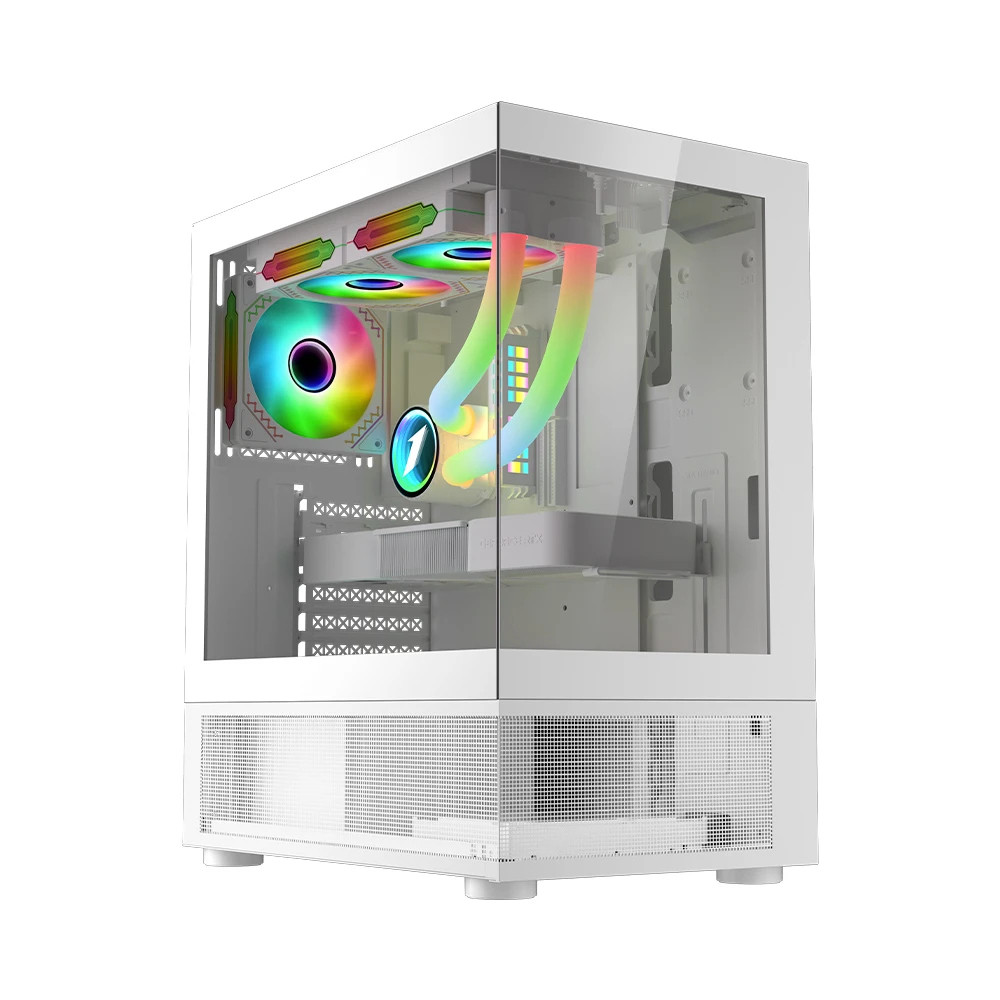 Кутия за компютър 1stPlayer MIKU Mi7-A White, ATX, Включени обърнати вентилатори - Mi7-A-WH-2F1R-W-1F1-W