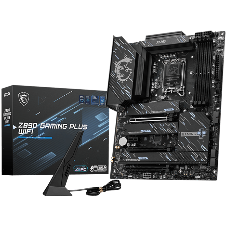 Дънна платка MSI Z890 GAMING PLUS WIFI LGA 1851, DDR5 up to 9200(OC)MHz, 3x PCIe x16 slots, 4x M.2 slot, 5GbpsL AN