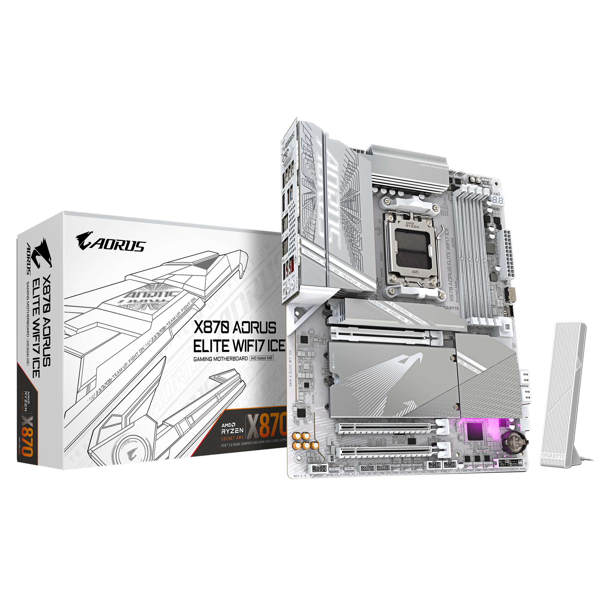 Дънна платка Gigabyte X870 AORUS ELITE ICE WIFI 7, AM5