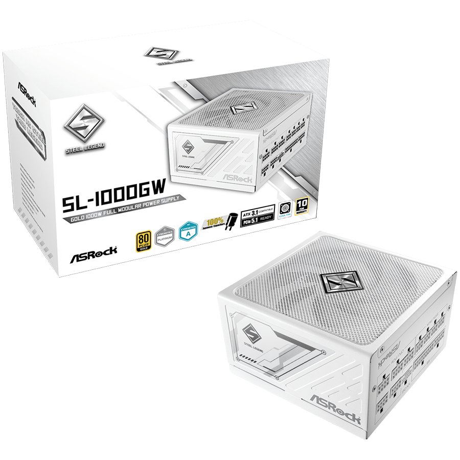 Модулно захранване Asrock SL-1000GW, 1000W, 80 Plus GOLD, ATX 3.1, White