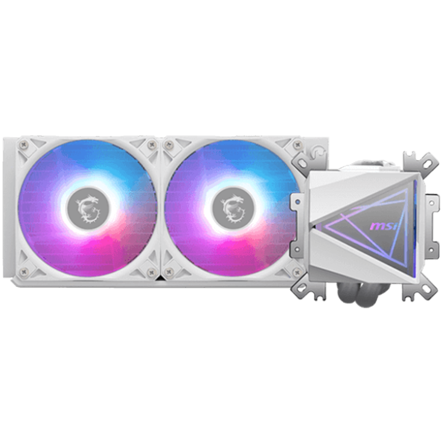 Водно охлаждане за процесор MSI MAG CORELIQUID I240 WHITE 2x 120mm ARGB Fans, LGA1851/AM5