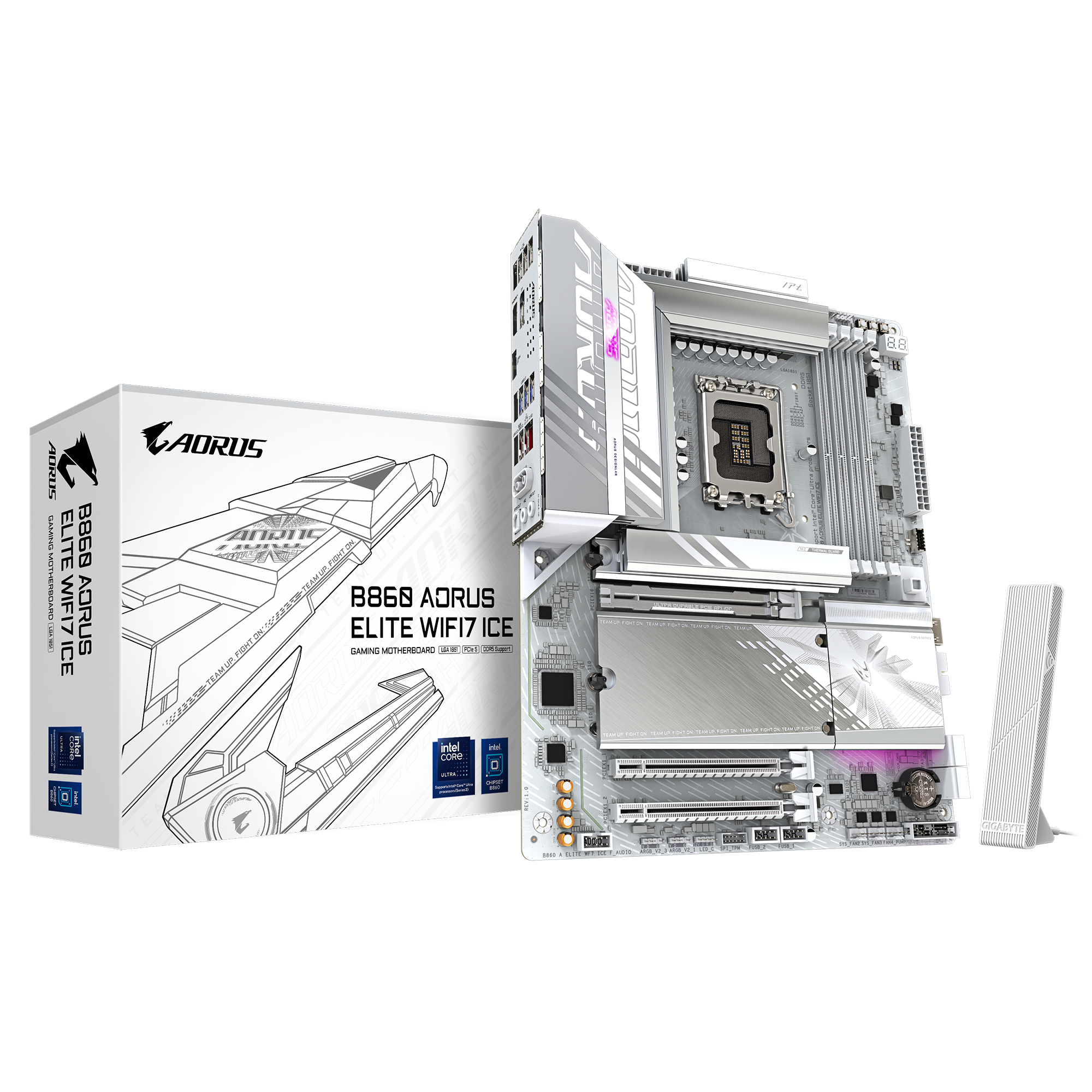 Дънна платка Gigabyte B860 AORUS ELITE WIF 7 ICE, LGA1851 - B860 A ELITE WF7 ICE
