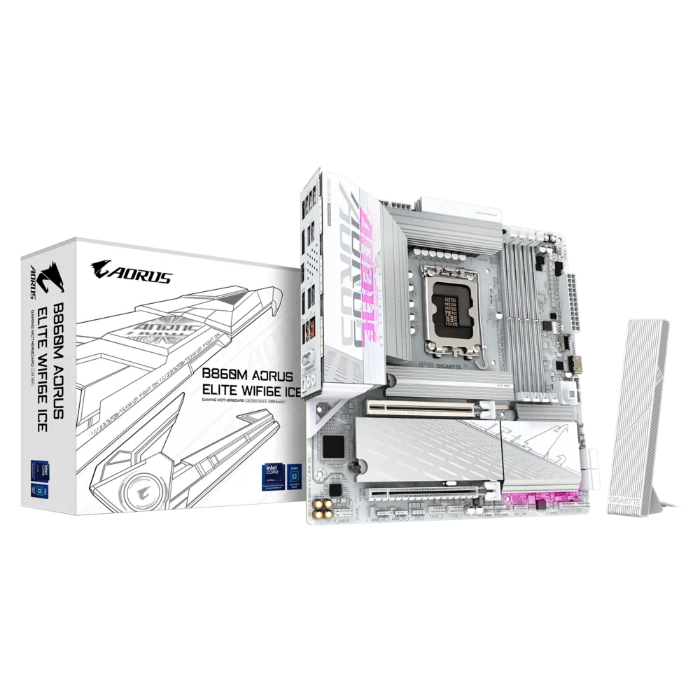 Дънна платка Gigabyte B860M AORUS ELITE WIFI 6E ICE, LGA1851
