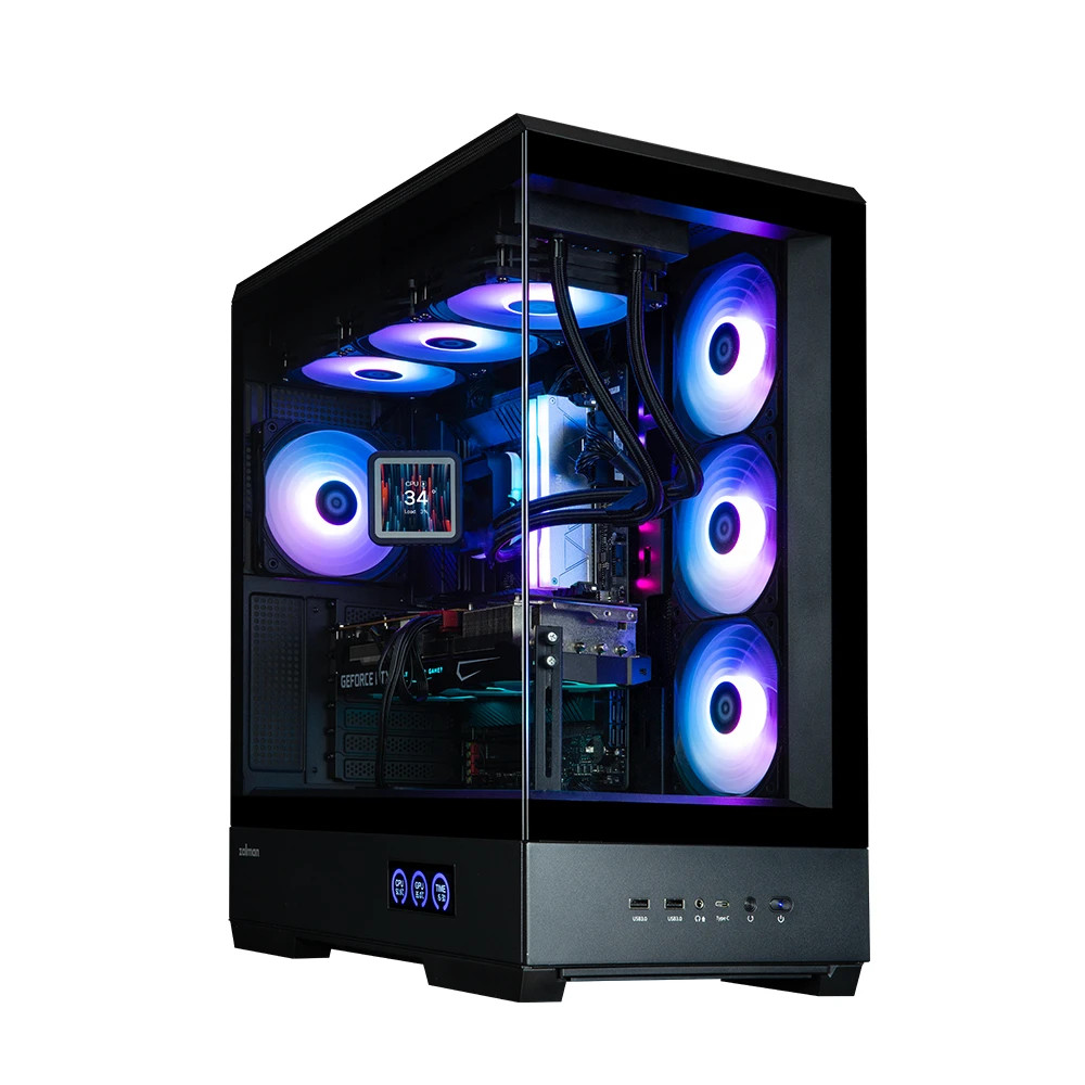 Кутия за компютър Zalman P50 DS Black, ATX, Digital Display, Addressable RGB - ZM-P50-DS-BK