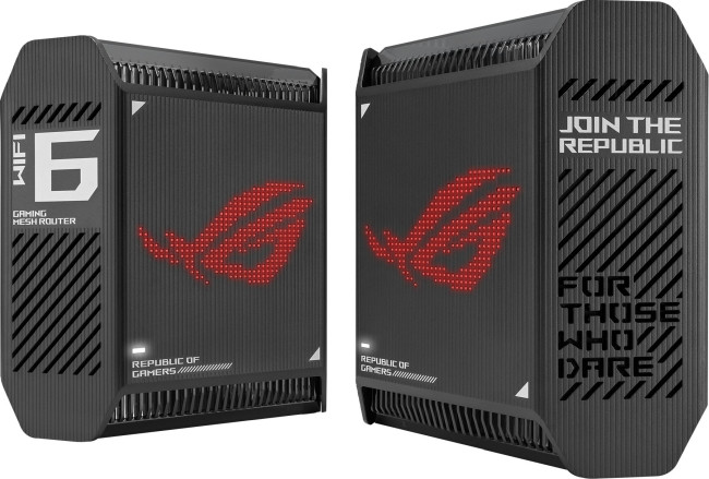 Меш система Asus Gaming Mesh WiFi system, ROG Rapture GT6 2PK, AX10000, Tri-Band, up to 540m2, Tri-Core 1.7GHz CPU, 256MB/512MB Flash/RAM, 2.5G port, AiProtection Pro, AiMesh, Black - 90IG07F0-MU9A20