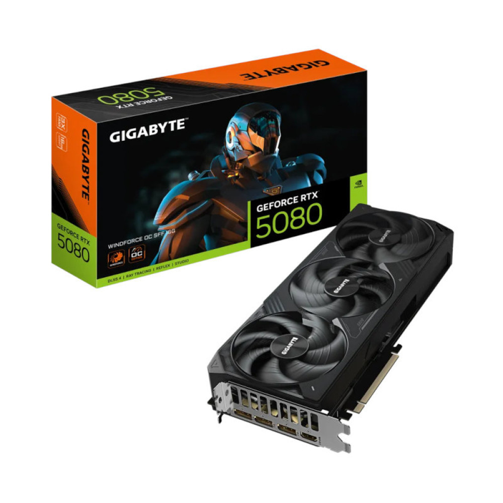 Видео карта Gigabyte GeForce RTX 5080 WINDFORCE OC SFF 16GB GDDR7, 256bit - GV-N5080WF3OC-16GD