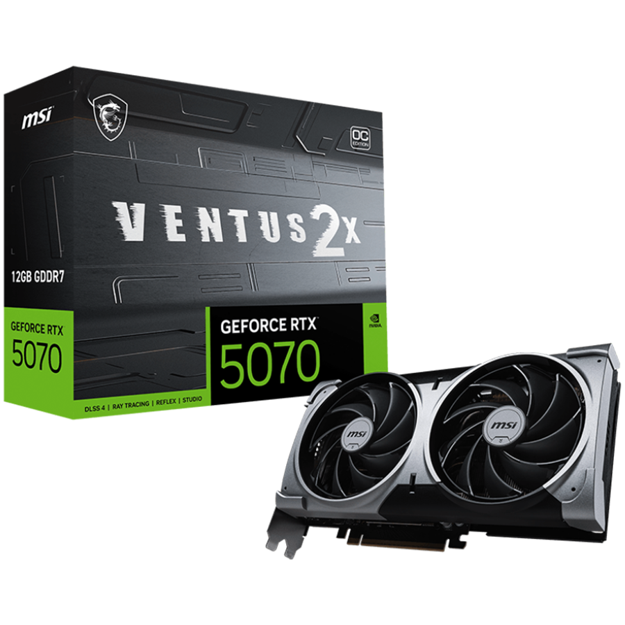 Видео карта MSI Nvidia GeForce RTX 5070 12G VENTUS 2X OC, 12GB GDDR7, 192bit