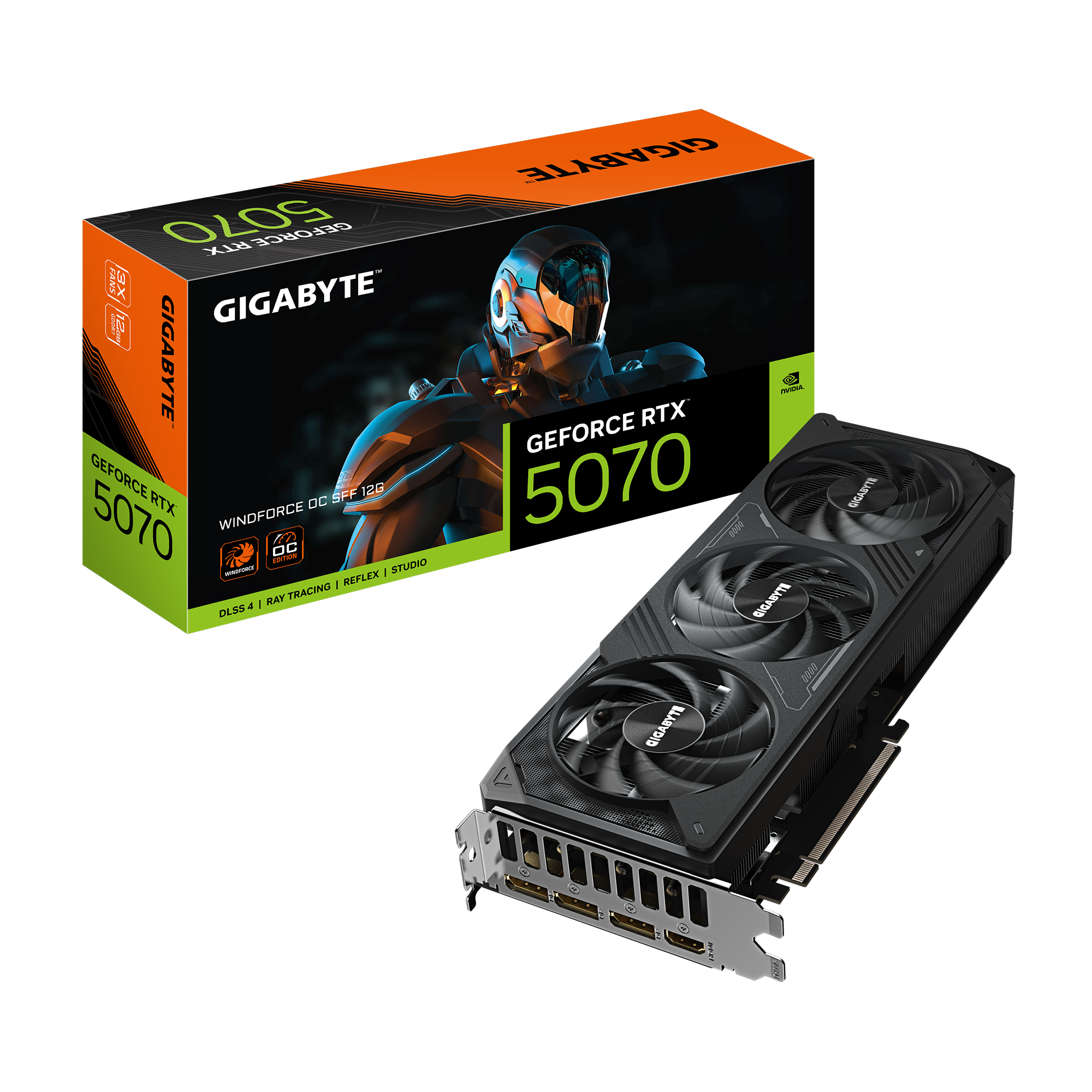 Видео карта Gigabyte Nvidia GeForce RTX 5070 WINDFORCE OC SFF 12GB GDDR7 - GV-N5070WF3OC-12GD