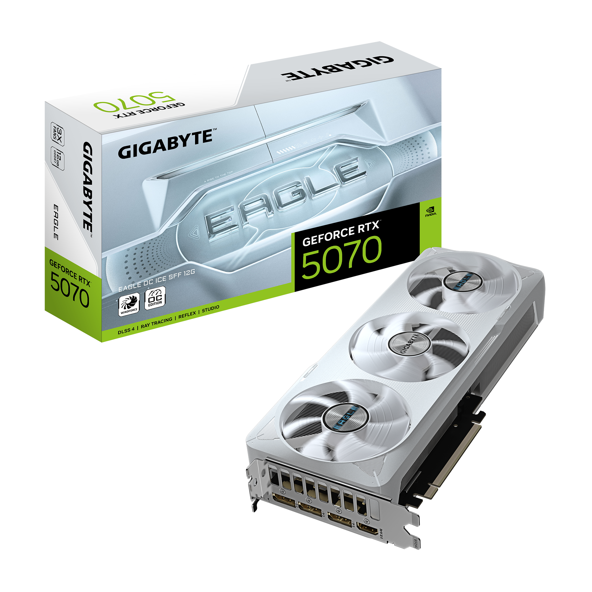 Видео карта Gigabyte Nvidia GeForce RTX 5070 EAGLE ICE OC SFF 12GB GDDR7 - GV-N5070EAGLEOC ICE-12GD