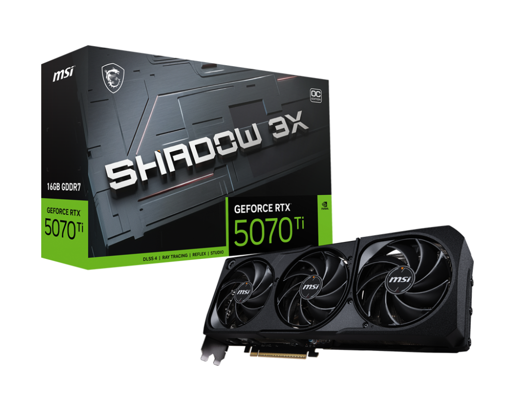 Видео карта MSI Nvidia GeForce RTX 5070 TI 16G SHADOW 3X OC, 16GB GDDR7, 256bit