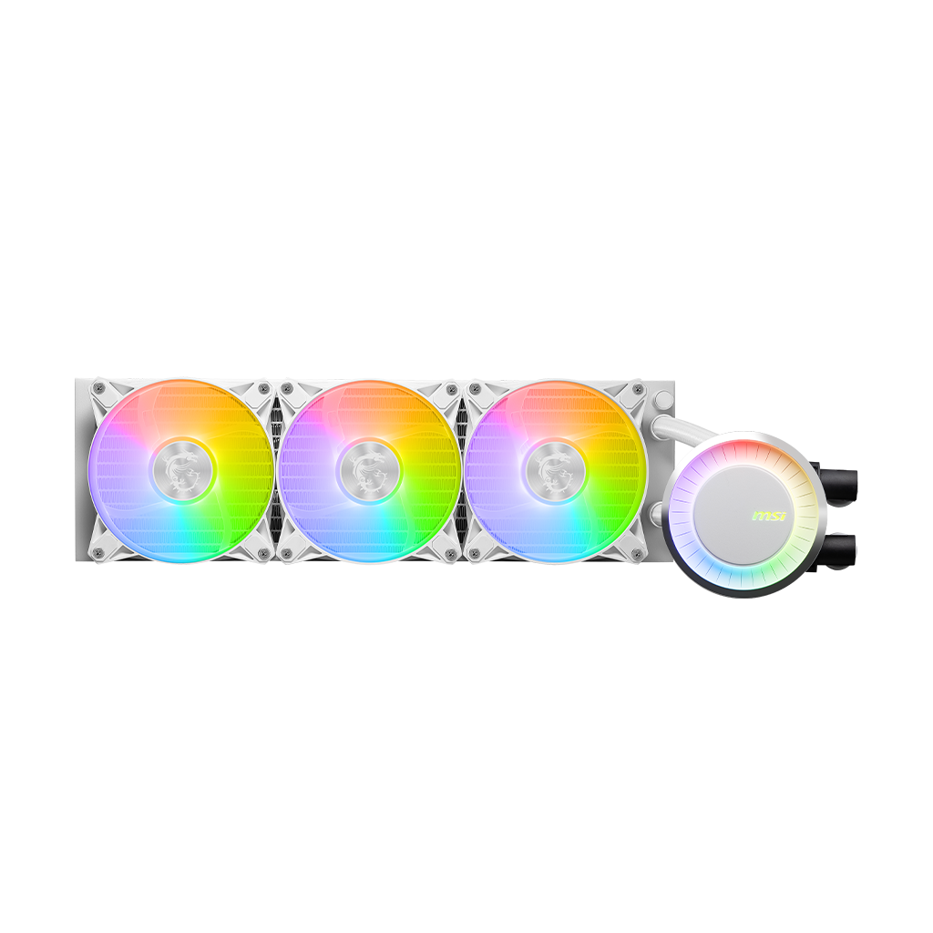 Водно охлаждане за процесор MSI MAG CORELIQUID E360 WHITE, 3x 120mm ARGB Fans, LGA 1851/AM5 - 306-7ZW6E27-C24
