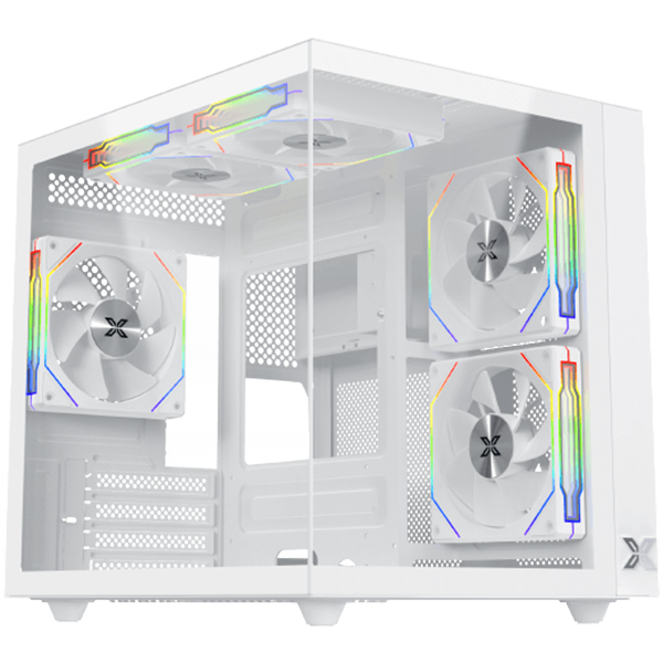 Кутия за компютър Xigmatek Aqua M Lite Arctic,White, mATX, 4PCS G22A Arctic Reverse & 1PC G22A Arctic, ARGB Remote Control Box) - AQUA_M_LITE_ARCTIC