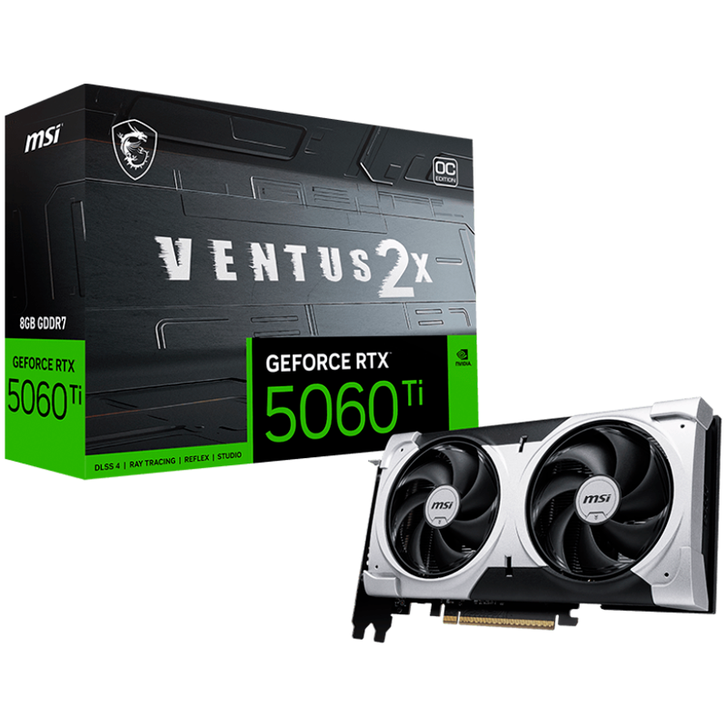 Видео карта MSI NVIDIA GeForce RTX 5060 Ti 8G VENTUS 2X OC PLUS, 8GB GDDR7, 128bit