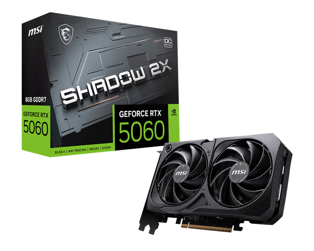 Видео карта MSI GeForce RTX 5060 8G SHADOW 2X OC, 8GB GDDR7, 128bit - 912-V537-004