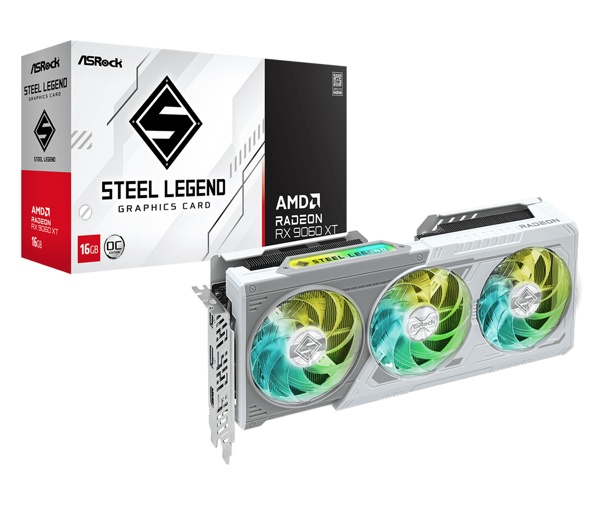 Видео карта ASRock Radeon RX 9060 XT Steel Legend 16GB OC GDDR6, 128bit - RX9060XT SL 16GO