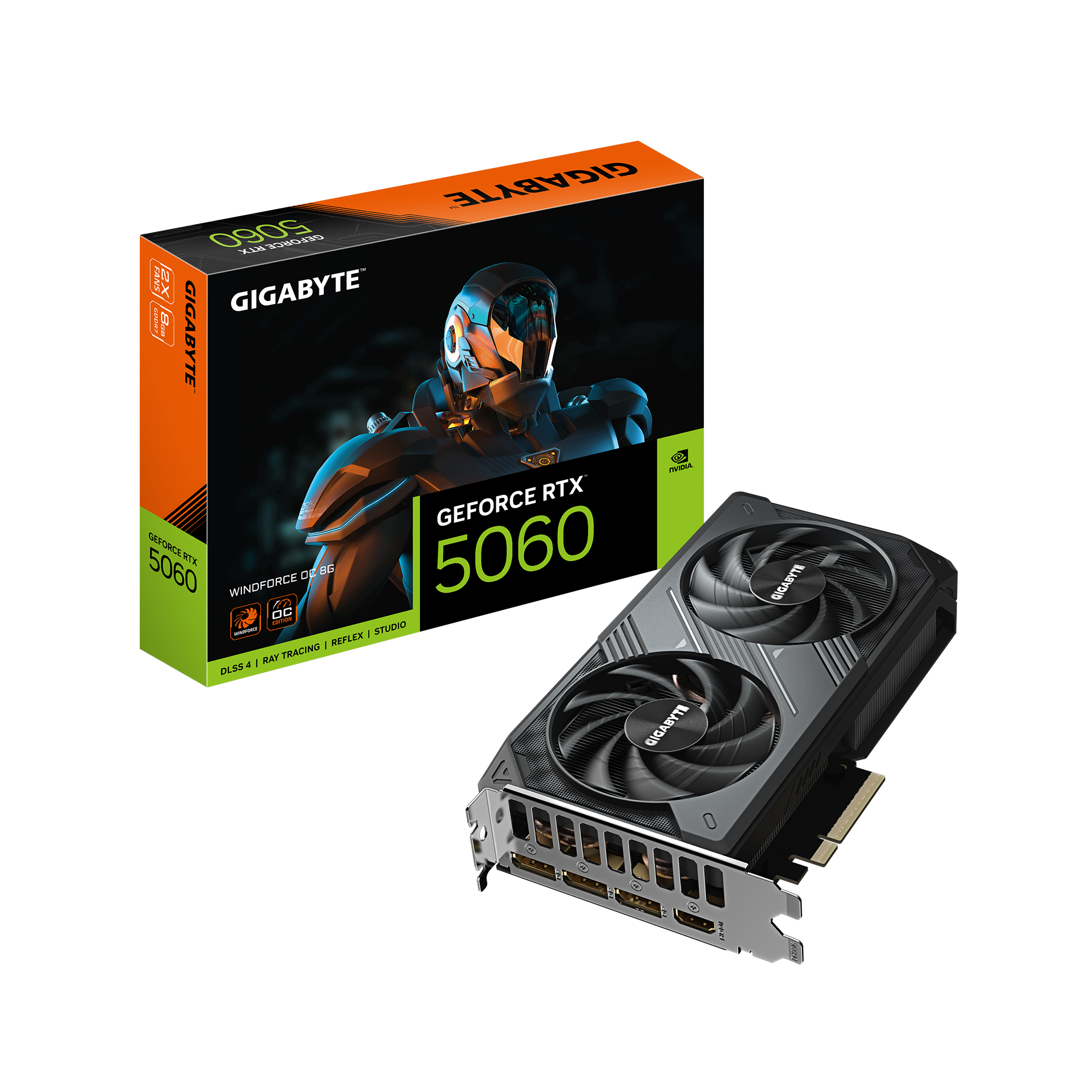 Видео карта Gigabyte Nvidia GeForce RTX 5060 WINDFORCE OC 8GB GDDR7, 128bit - GV-N5060WF2OC-8GD