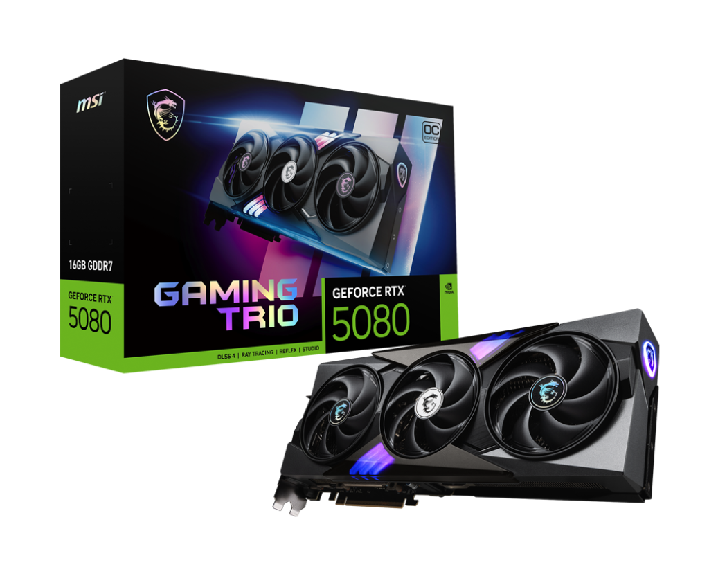 Видео карта MSI Nvidia GeForce RTX 5080 16G GAMING TRIO OC, 16GB GDDR7, 256bit - 912-V531-005